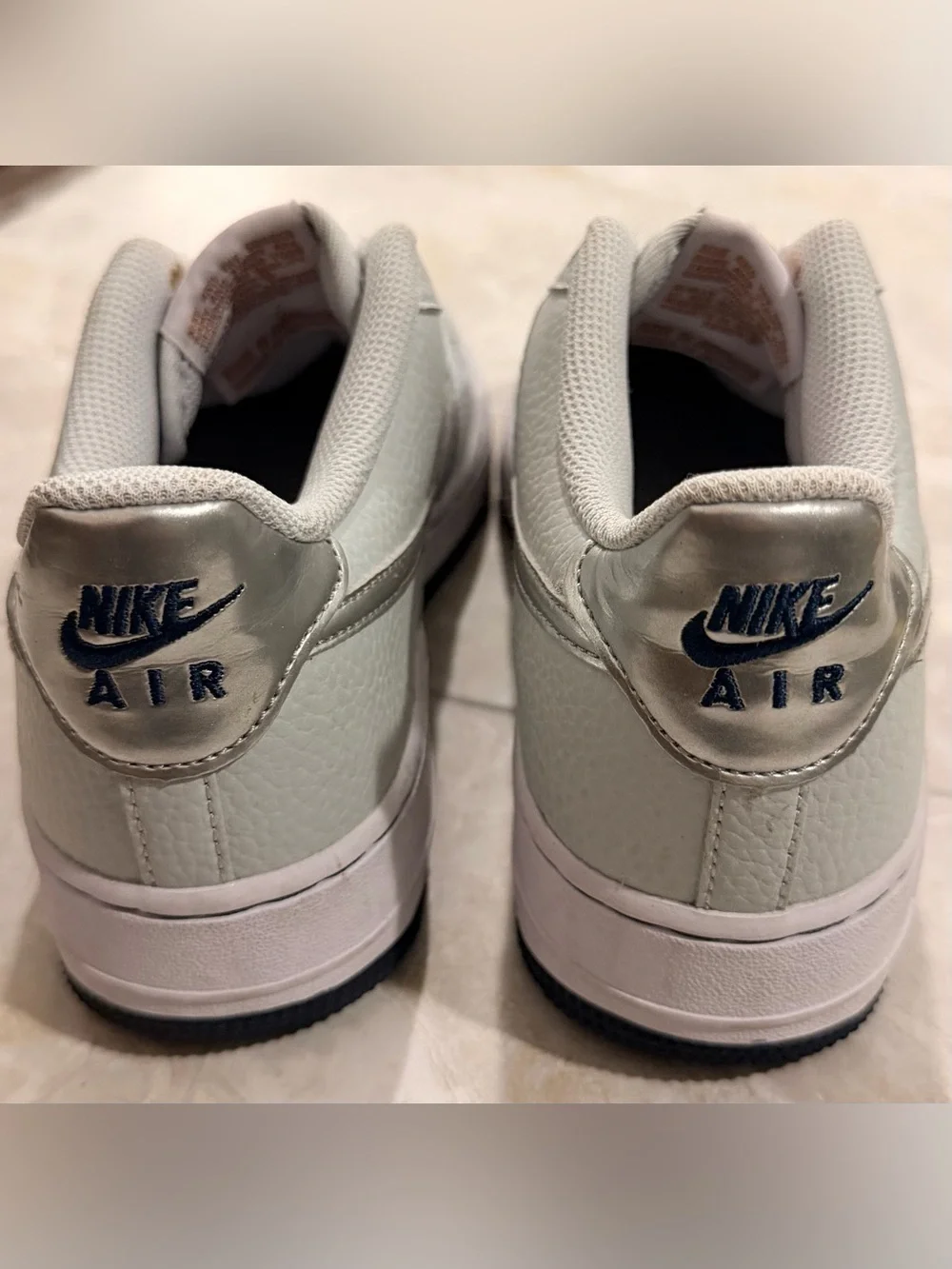 Nike Kids' Air Force 1 Low - Light Gray with silver Nike Logo